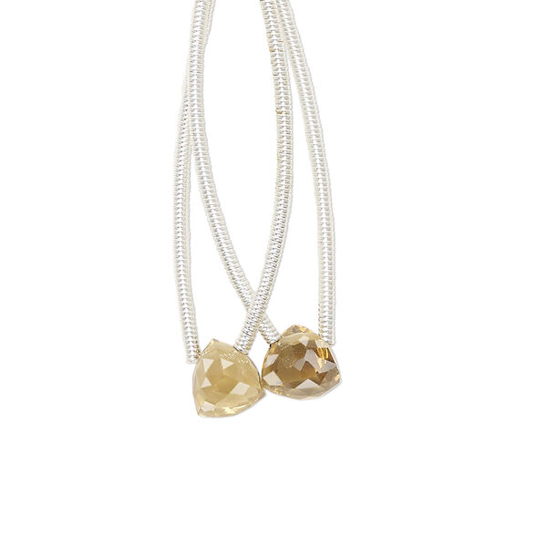 Champagne quartz 1pkg2, hand-cut top-drilled faceted trillion bead B grade, 6x6mm image number 0