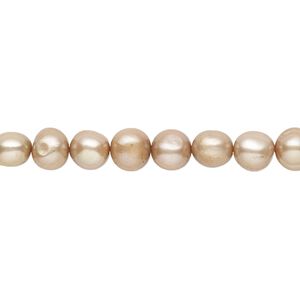 Pearl, cultured freshwater (dyed), satin sand, 5-6mm semi-round with 0.4-0.6mm hole, D grade, Mohs hardness 2-1/2 to 4. Sold per 15-inch strand.