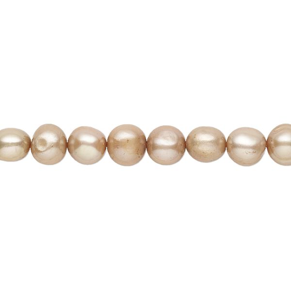 Pearl, cultured freshwater (dyed), satin sand, 5-6mm semi-round with 0.4-0.6mm hole, D grade, Mohs hardness 2-1/2 to 4. Sold per 15-inch strand. image number 0