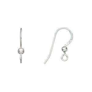 Ear wire fishhook 1pkg20 silver-plated, 17mm flat / 3mm ball / open loop, 20 gauge copper 10 pair