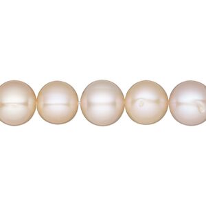 Pearl, White Lotus™, cultured freshwater, mauve and peach, 9-9.5mm semi-round, B grade, Mohs hardness 2-1/2 to 4. Sold per 15-1/2" to 16" strand.