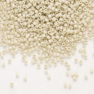 Seed bead, Delica®, glass, pkg/250g, #11 round, opaque matte glazed luster bone (DB-0388).