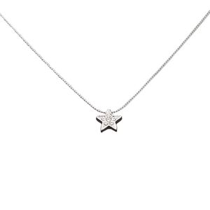 Necklace, Czech glass rhinestone with silver-plated brass and "pewter" (zinc-based alloy), clear, 10x10mm star, 16 inches with 3-inch extender chain and lobster claw clasp. Sold individually.