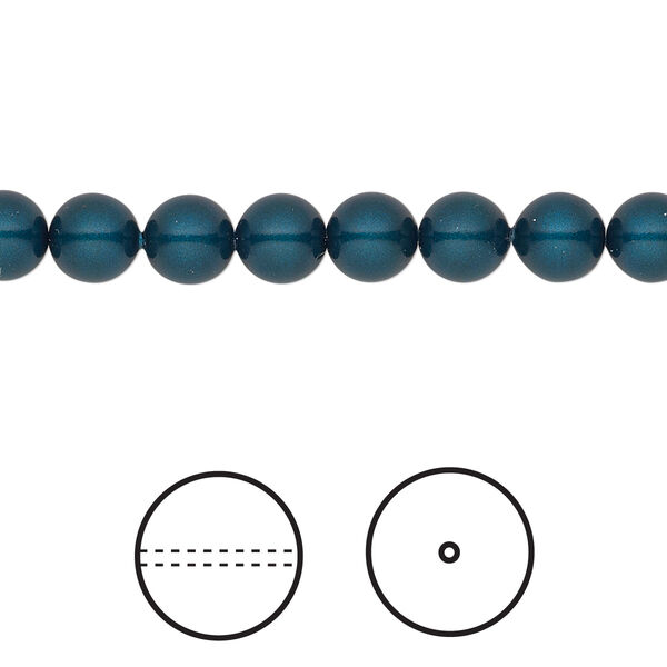 Pearl 50pk petrol, Crystal Passions® 6mm round 5810 image number 0