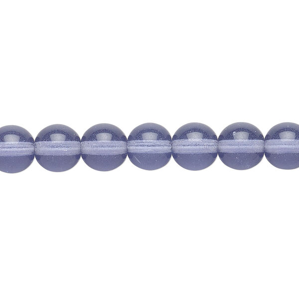 Bead, Czech glass druk, transparent lilac, 8mm round. Sold per 15-1/2" to 16" strand, approximately 50 beads. image number 0