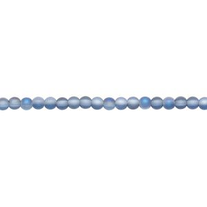 Bead, glass, translucent matte blue AB, 2.5mm round. Sold per 15-1/2 to 16-inch strand.