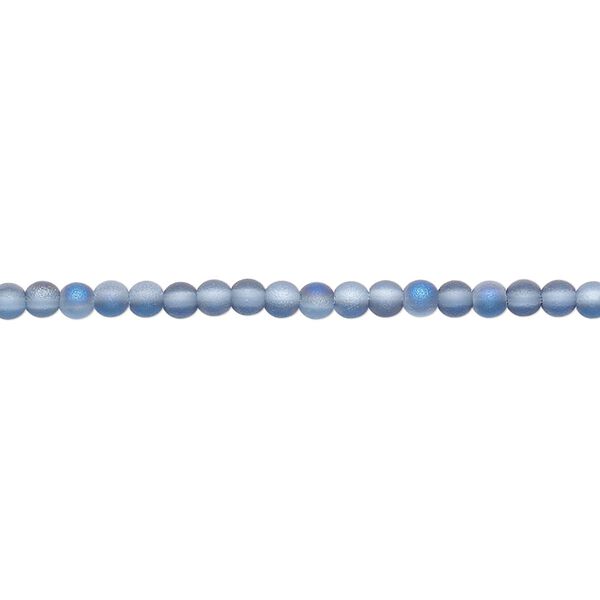 Bead, glass, translucent matte blue AB, 2.5mm round. Sold per 15-1/2 to 16-inch strand. image number 0