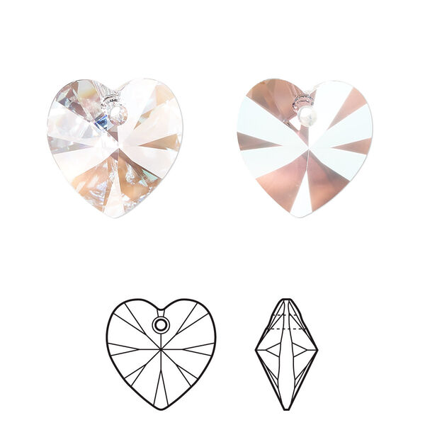 Drop 144pk crystal shimmer, Swarovski® 14mm pendant heart 6228 image number 0