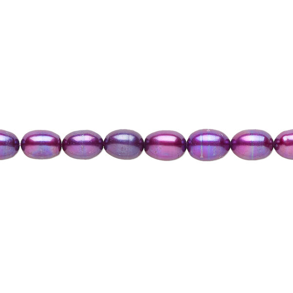Pearl 1pkg1 cultured freshwater, 4-5mm rice C grade, 15 inch dyed dark elderberry image number 0