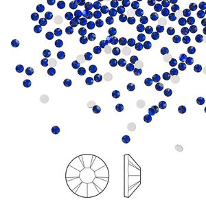 Flat back 144pk cobalt blue foil back, Preciosa MAXIMA Czech crystal rhinestone 1.7-1.9mm chaton rose round SS5