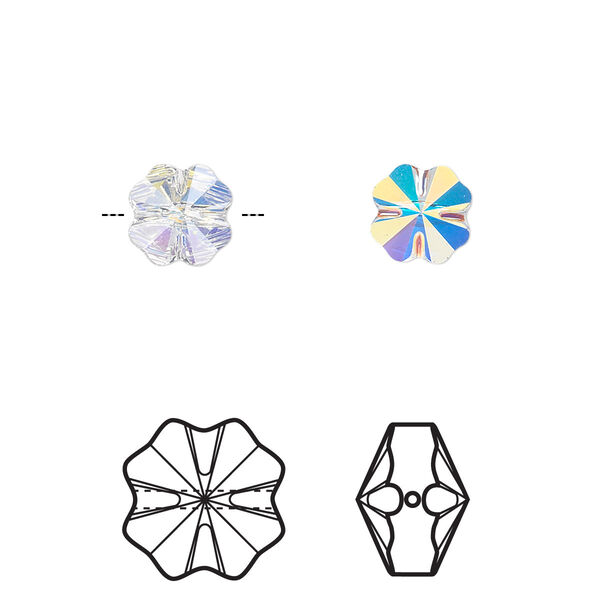 Bead 6pk crystal AB, Crystal Passions® 8mm clover 5752 image number 0