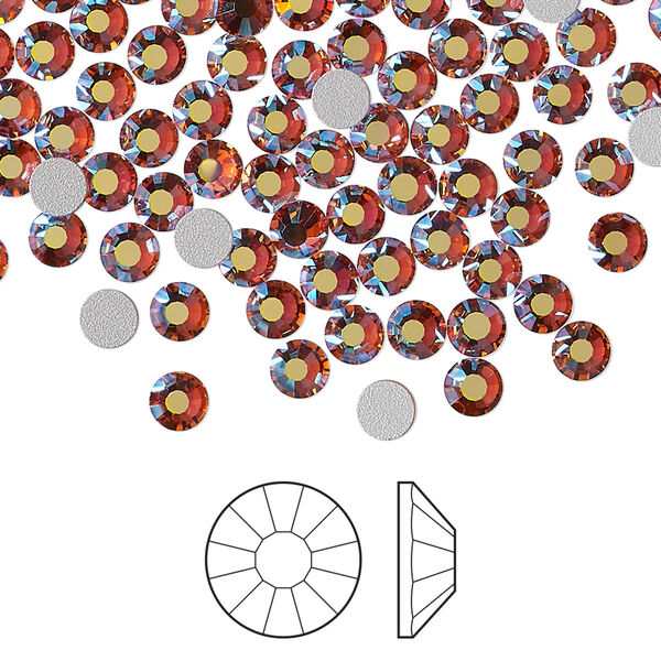 Flat back 1440pk rose peach AB foil back, Preciosa VIVA 12® Czech crystal rhinestone 3.8-4mm chaton rose round SS16 image number 0