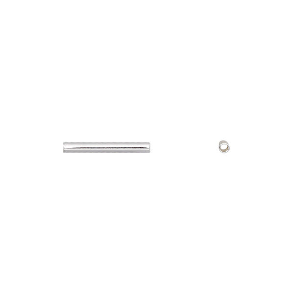 Bead, silver-plated brass, 13x1.5mm tube. Sold per pkg of 100. image number 0