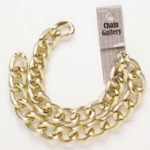 Chain aluminum 1pkg1 18.3mm textured curb, gold finish 18 inches