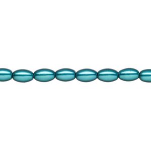 Pearl 1pk teal, Celestial Crystal® 6x4mm rice 15.5-16 inch