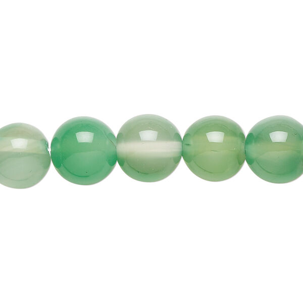 Bead, green agate (dyed), 10mm round, B grade, Mohs hardness 6-1/2 to 7. Sold per 15-1/2" to 16" strand. image number 0