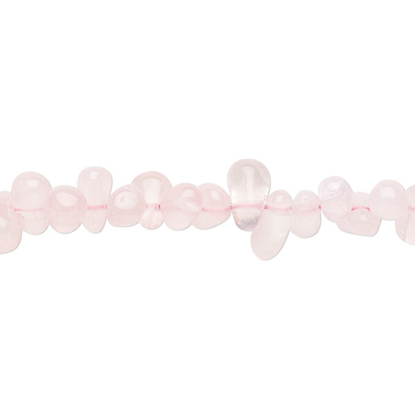 Bead, rose quartz (dyed), 5x3mm-8x5mm hand-cut top-drilled teardrop, B- grade, Mohs hardness 7. Sold per 14-inch strand. image number 0