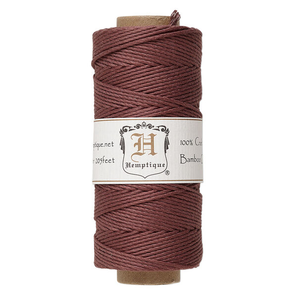 Cord, Hemptique®, polished bamboo, brown, 1mm diameter, 20-pound test. Sold per 205-foot spool. image number 0