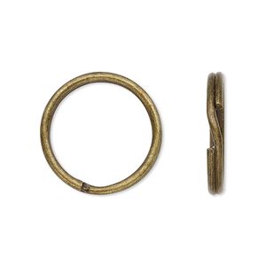 Split ring, antique brass-plated steel, 20mm round. Sold per pkg of 10.