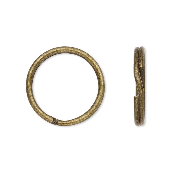 Split ring, antique brass-plated steel, 20mm round. Sold per pkg of 10. image number 0
