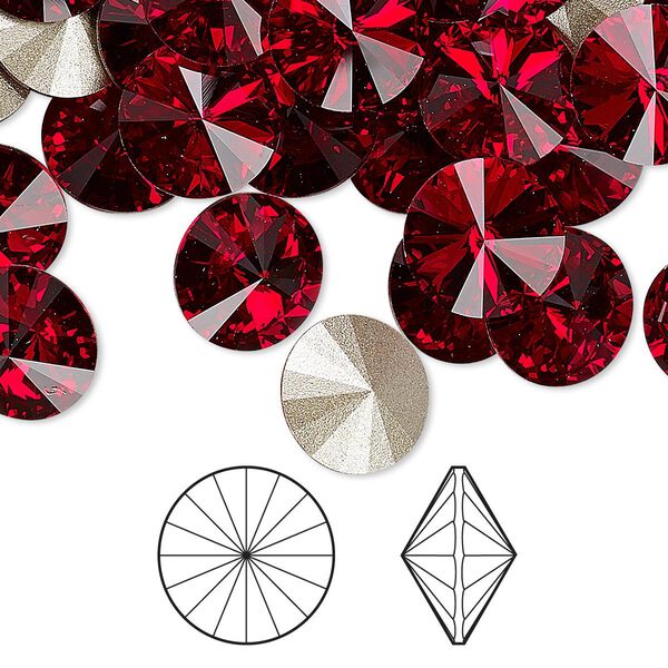 Chaton 48pk Siam foil back, Crystal Passions® 10.54-10.91mm rivoli SS47 1122 image number 0