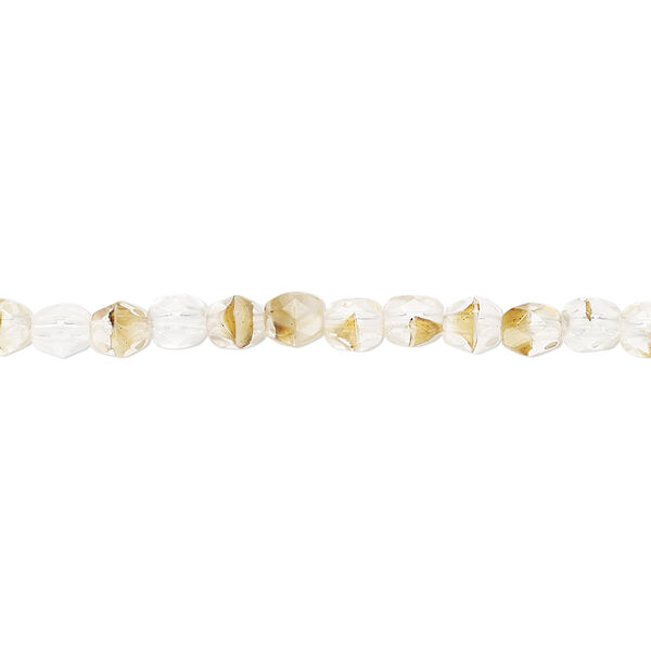 Bead, Czech fire-polished glass, clear and brown, 4mm faceted round. Sold per 15-1/2" to 16" strand, approximately 100 beads. image number 0
