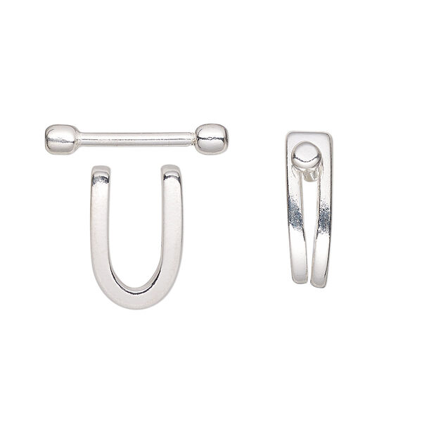 Bail, sterling silver, 15x10x5mm horseshoe with 1.25mm wide bar and 9mm grip length, 5.25mm inside diameter. Sold individually. image number 0