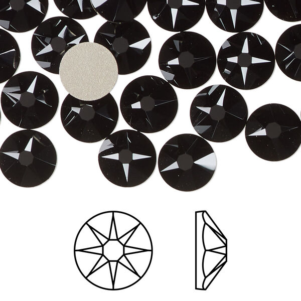 Flat back 144pk jet foil back, Swarovski® 8.412-8.672mm rose round SS40 2088 image number 0