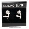 Earring card, flocked plastic, black and silver, 1x1-inch square with "STERLING SILVER." Sold per pkg of 100. image number 1