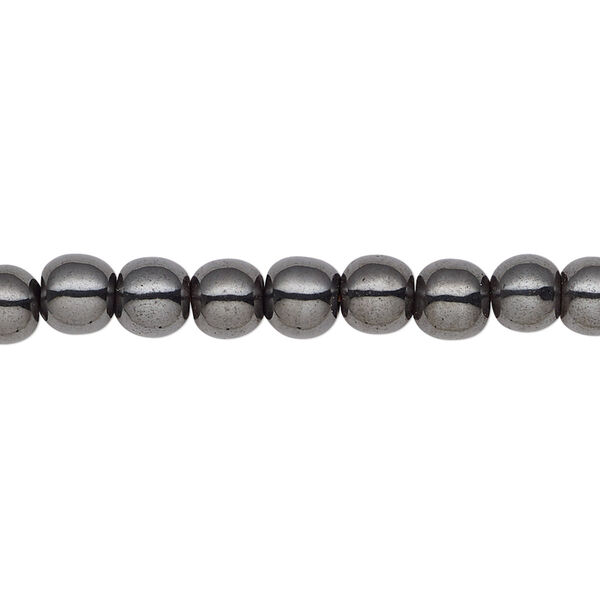 Bead, Hemalyke™ (man-made), magnetic, black, 6mm round. Sold per 15-1/2" to 16" strand. image number 0