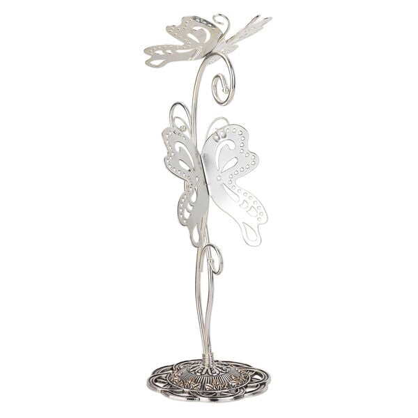Display, silver-finished steel and antiqued silver-finished "pewter" (zinc-based alloy), 9 x 2-1/2 x 3 inch double butterfly. Sold individually. image number 1