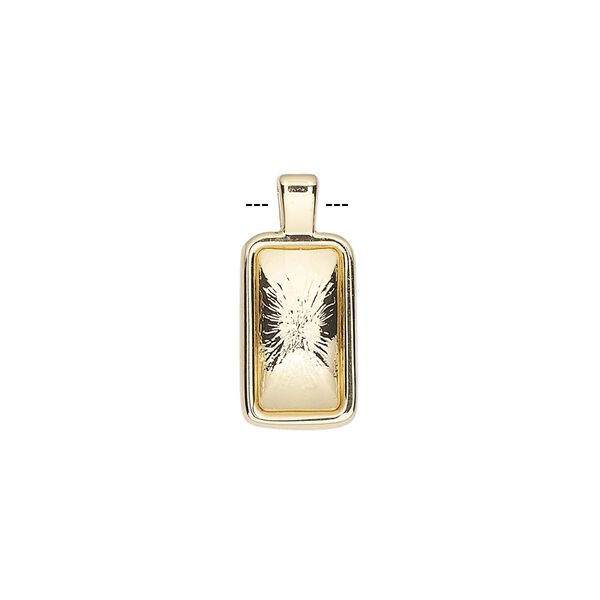 Drop, Almost Instant Jewelry®, gold-finished "pewter" (zinc-based alloy), 19x8.5mm with 12x6mm non-calibrated rectangle setting. Sold individually. image number 0