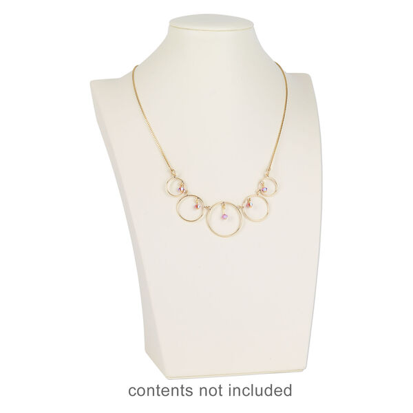 Display, necklace, leatherette, cream, 10 x 6-1/2 x 3-3/4 inches. Sold individually. image number 1