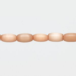 Bead, cat's eye glass (fiber-optic glass), orange-brown, 8x4mm-9x5mm oval. Sold per 15-inch strand.