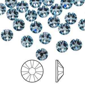 Flat back 144pk aquamarine foil back, Crystal Passions® 6.32-6.5mm rose round SS30 2088