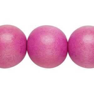 Bead, Taiwanese cheesewood (dyed / waxed), light purple, 19-20mm round. Sold per 15-1/2" to 16" strand.