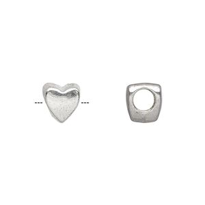 Bead, antique silver-plated "pewter" (zinc-based alloy), 8mm double-sided heart. Sold per pkg of 20.