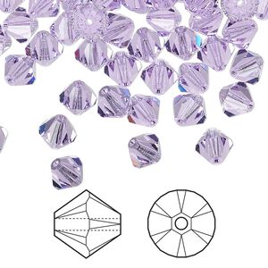 Bead 144pk violet, Crystal Passions® 6mm bicone 5328
