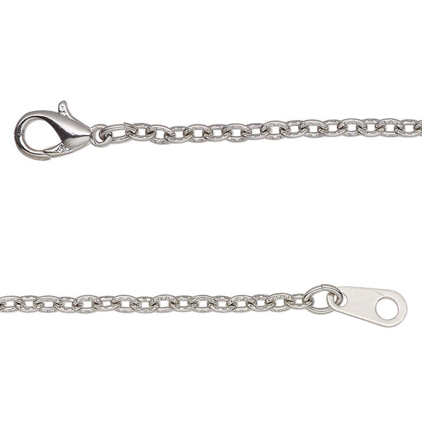 Chain, antique silver-finished steel, 2mm textured cable, 18 inches with lobster claw clasp. Sold individually. image number 0