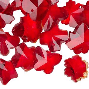 Drop mix, glass, fire red, 13x13mm-16x16mm mixed shape. Sold per 0.25-pound pkg, approximately 95 drops.