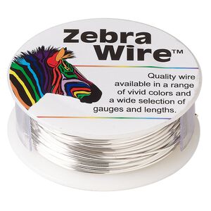 Wire, Zebra Wire™, silver-plated copper, round, 20 gauge. Sold per 1/4-pound spool, approximately 26 yards (24 meters).