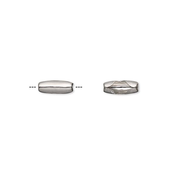 Connector, stainless steel, 9x3mm, fits 2.4mm ball chain. Sold per pkg of 100. image number 0