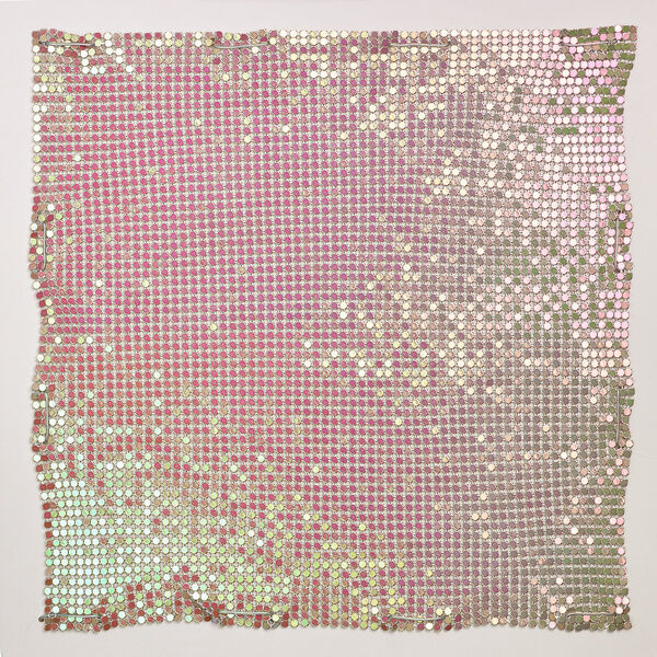 Sequin sheet, anodized aluminum, iris gold, 8-inch single-sided square with 3mm sequins, 1.5mm thick. Sold individually. image number 0