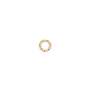 Jump ring, gold-plated brass, 6mm twisted round, 3.6mm inside diameter, 16 gauge. Sold per pkg of 1,000.