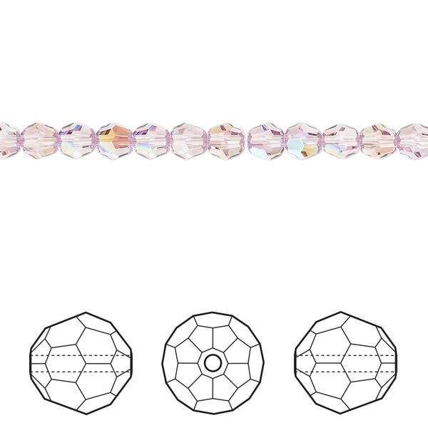 Bead 144pk light amethyst shimmer, Crystal Passions® 4mm round 5000 image number 0