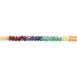 Multi-gemstone 1pkg1, hand-cut faceted rondelle bead 8 inch graduated 2x1mm-4x3mm
