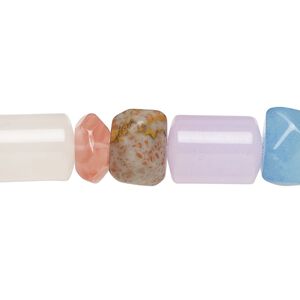 Multi-gemstone / glass 1pkg1, round tube / faceted rondelle bead 15 inch 14x10mm / 9x5mm-11x9mm