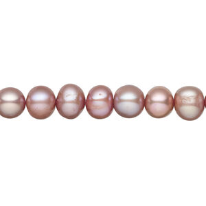 Freshwater pearl 1pkg1, semi-round, 15 inch dusty rose 7-8mm cultured