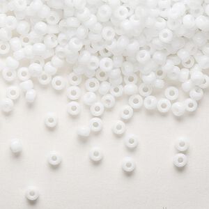 Seed bead, Miyuki, glass, pkg/250g, #8 rocaille, opaque white, (RR-402).