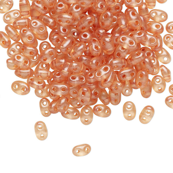 Seed bead, Preciosa Twin™ Czech glass, pkg/250g, 5x2.5mm oval, transparent brown terra pearl clear, (08318). image number 0